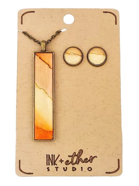 Hand-painted necklace + studs set